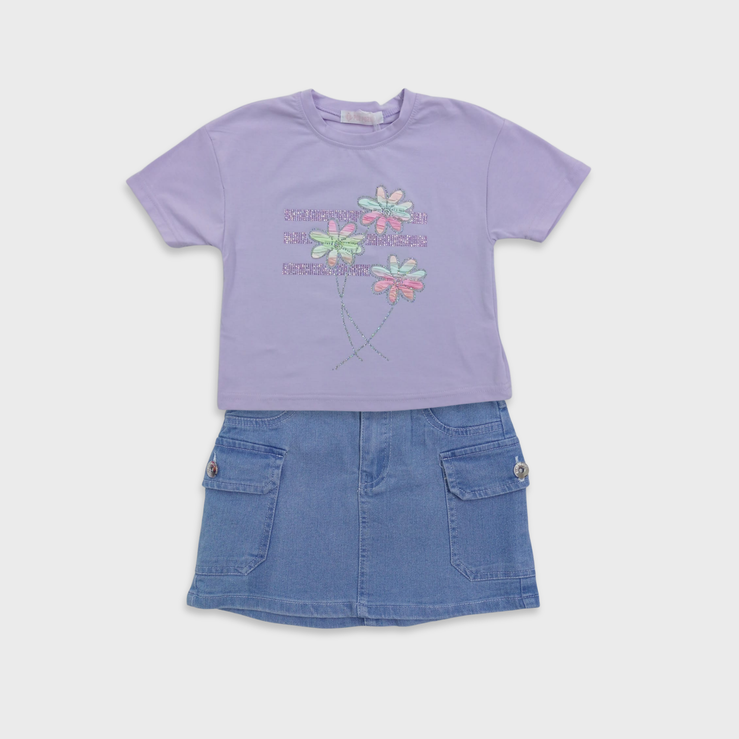 Conjunto de 2 piezas flores arcoíris