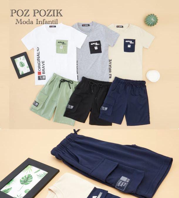Conjunto de 2 piezas short bolsillo