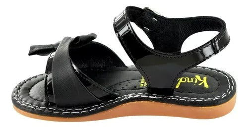 Huaraches de piel con moño - Kinder
