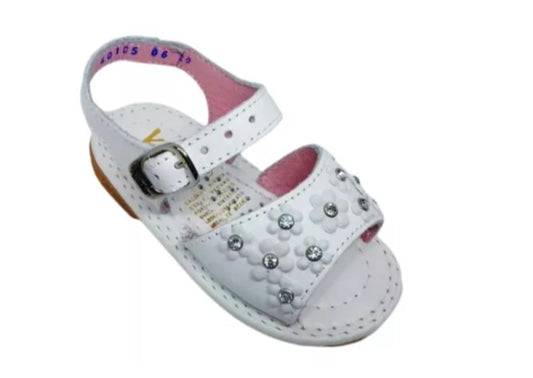 Huaraches de piel con florecitas - Kinder