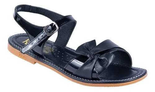 Huaraches de piel con moño - Kinder