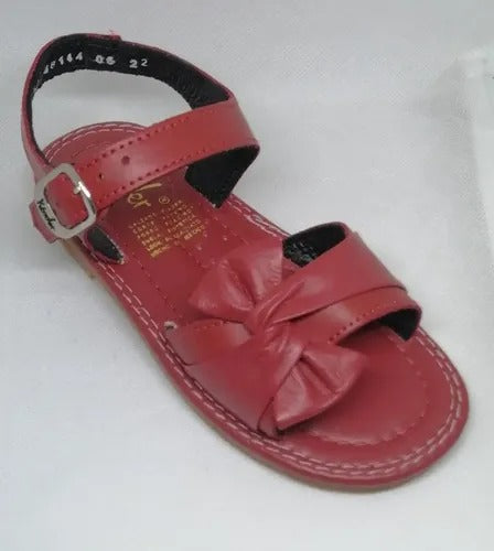 Huaraches de piel con moño - Kinder