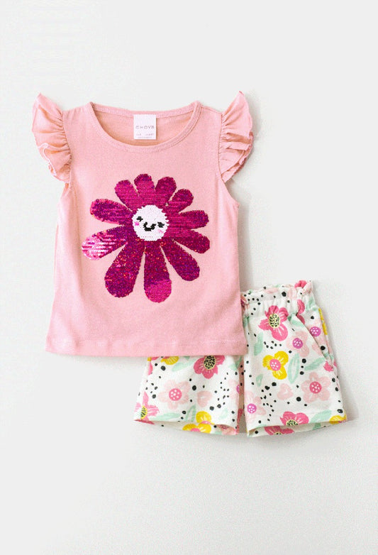 Conjunto de 2 piezas flor lentejuelas