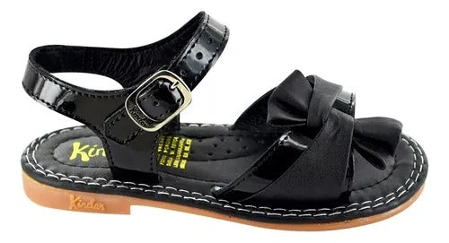 Huaraches de piel con moño - Kinder